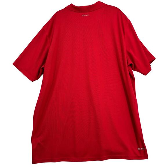 Ariat Tek Mens Polo Shirt Size XXLT Red Heat Series Stretch Knit Short Sleeve - Picture 7 of 11